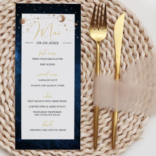 Moon Stars Celestial Sky Moderne Elegante Hochzeit Programm