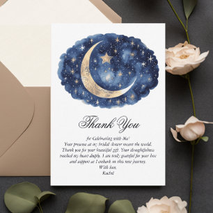 Moon & Stars Celestial Theme Brautparty Dankeskarte