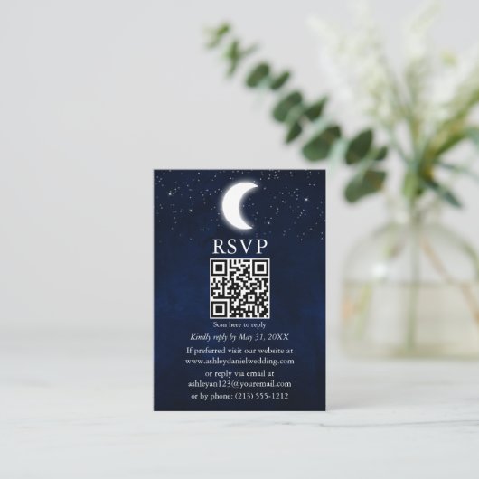 Moon Stars Celestial Wedding QR UAWG Begleitkarte (Stehend Vorderseite)