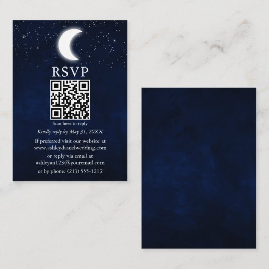 Moon Stars Celestial Wedding QR UAWG Begleitkarte (Vorne/Hinten)