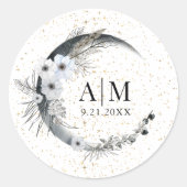 Moon Stars Celestial Wedding Runder Aufkleber (Vorderseite)