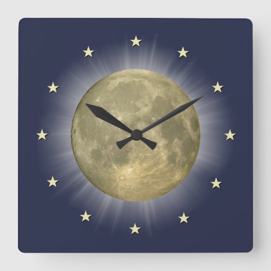 Moon & Stars 🌜 ⭐ Clock Quadratische Wanduhr (Vorderseite)
