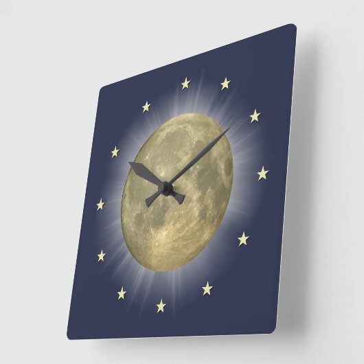 Moon & Stars 🌜 ⭐ Clock Quadratische Wanduhr (Winkel)