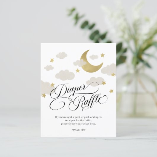 Moon Stars Cloud Baby Dusche Windel Raffle Schild (Stehend Vorderseite)