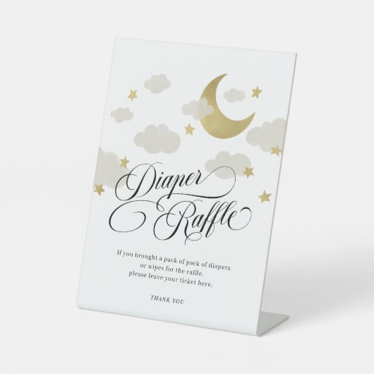 Moon Stars Cloud Baby Dusche Windel Raffle Schild (Vorderseite)