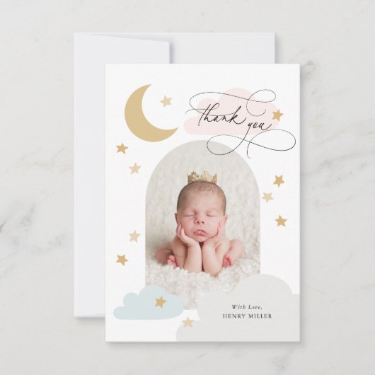 Moon Stars Clouds Arch Foto Bunte Vielen Dank Dankeskarte (Vorderseite)
