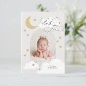 Moon Stars Clouds Arch Foto Grau Vielen Dank Dankeskarte (Stehend Vorderseite)