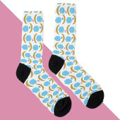 Moon Stars Clouds Imitats Gold Glitzer Blue Socken