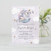 Moon Stars & Clouds Lavender Baby Shower  Einladung (Stehend Vorderseite)
