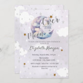 Moon Stars & Clouds Lavender Baby Shower Einladung (Vorne/Hinten)