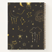 Moon & Stars Constellation Black & Gold Monogram Notizblock (Rückseite)
