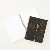 Moon & Stars Constellation Black & Gold Monogram Notizblock (Innenseite)