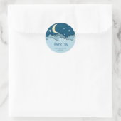 Moon & Stars Dark Blue Danke Baby Dusche Runder Aufkleber (Tasche)