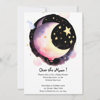 Moon & Stars Dreams: Baby Girl Celestial Shower Einladung