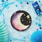 Moon & Stars Dreams: Baby Girl Celestial Shower Pappteller (Party)