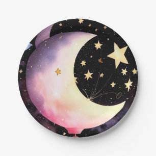 Moon & Stars Dreams: Baby Girl Celestial Shower Pappteller