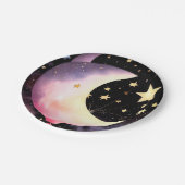 Moon & Stars Dreams: Baby Girl Celestial Shower Pappteller (Schrägansicht)