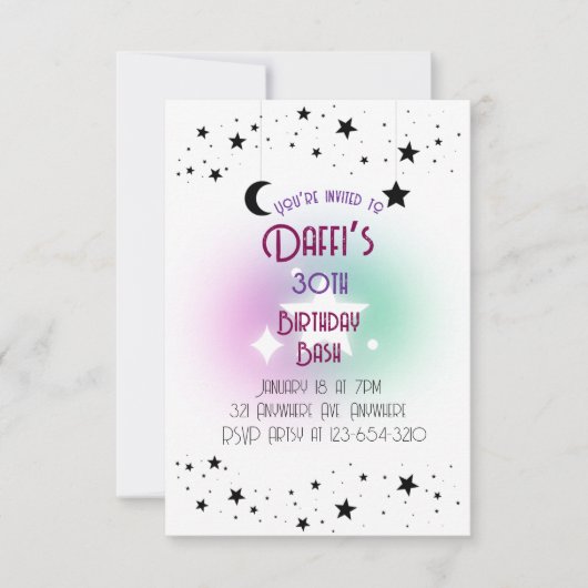 Moon & Stars Einladung (Vorderseite)