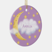 Moon Stars & Fluffy Cloud Lilac Baby Keepake Keramik Ornament (Rechts)