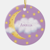 Moon Stars & Fluffy Cloud Lilac Baby Keepake Keramik Ornament (Vorne)