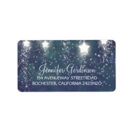 Moon Stars Glitzer Navy Hochzeit Adressaufkleber