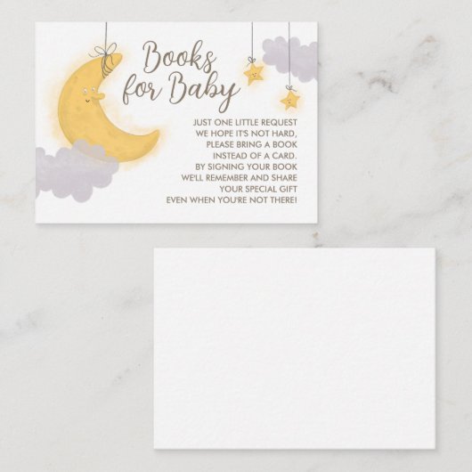Moon Stars Gray Clouds Neutral Baby Shower Books Begleitkarte (Vorne/Hinten)