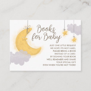 Moon Stars Gray Clouds Neutral Baby Shower Books Begleitkarte