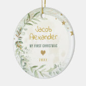 Moon & Stars Greenery Gold Baby 1. Weihnachten Keramik Ornament (Links)