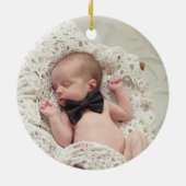Moon & Stars Greenery Gold Baby 1. Weihnachten Keramik Ornament (Hinten)