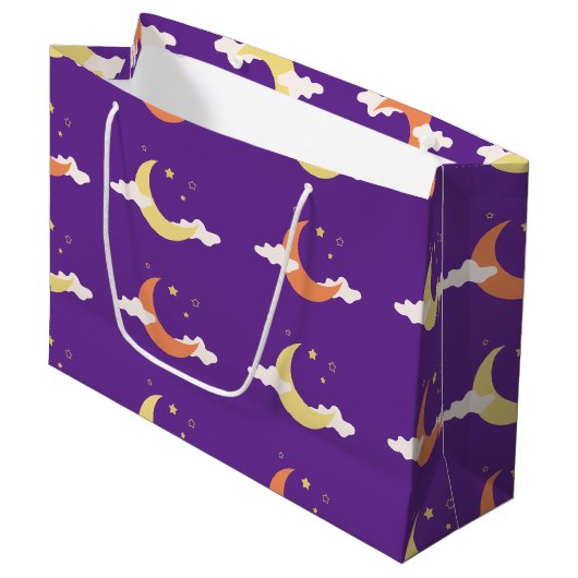 Moon & Stars Große Geschenktasche Geschenktüte (Vorderseite Schrägansicht)