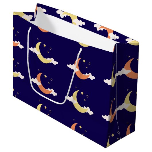 Moon & Stars Große Geschenktasche Geschenktüte (Vorderseite Schrägansicht)