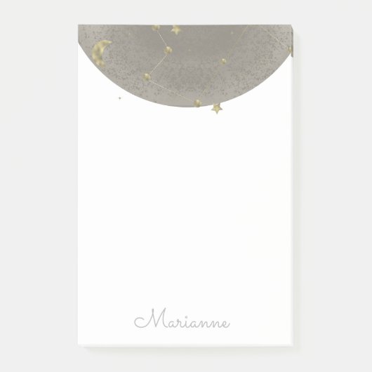 Moon Stars Imitate Gold Post-it Notes Klebezettel (Vorderseite)
