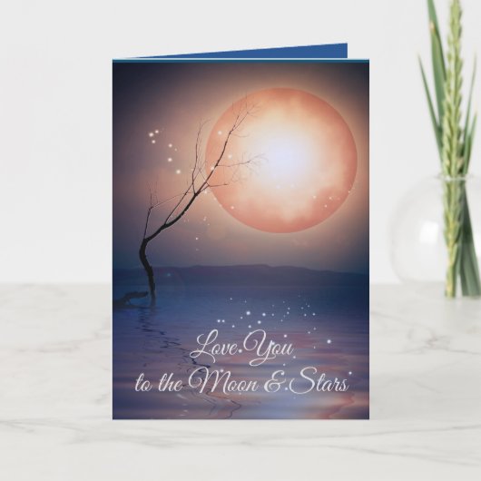 Moon & Stars Liebe Romantisch geklappt Feiertagskarte (Vorderseite)