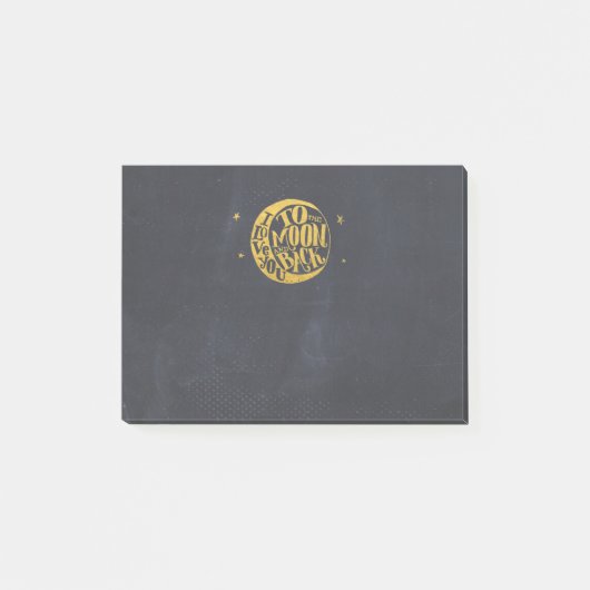 Moon & Stars - Liebe Sprichwort auf Gold und Schwa Post-it Klebezettel (Vorderseite)