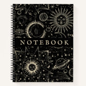 Moon Stars Magical Cosmic Spirale Notebook Notizblock (Vorderseite)