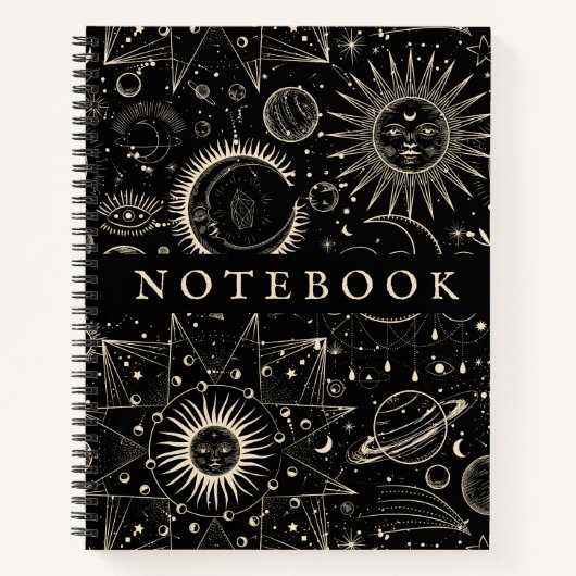 Moon Stars Magical Cosmic Spirale Notebook Notizblock (Vorderseite)