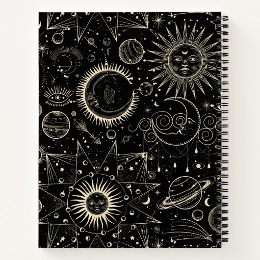 Moon Stars Magical Cosmic Spirale Notebook Notizblock (Rückseite)