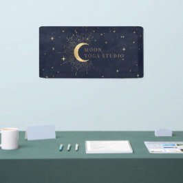Moon Stars Midnight Blue Banner