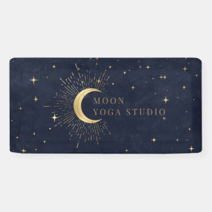 Moon Stars Midnight Blue Banner