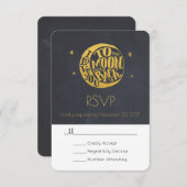 Moon & Stars mit romantischem Sprichwort Hochzeit RSVP Karte (Vorne/Hinten)