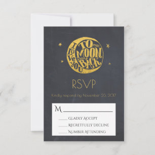 Moon & Stars mit romantischem Sprichwort Hochzeit  RSVP Karte