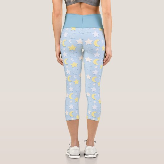 Moon & Stars Muster Capri Leggings (Rückseite)