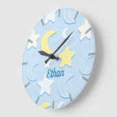 Moon & Stars Muster Große Wanduhr (Winkel)