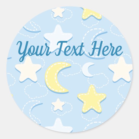 Moon & Stars Muster Runder Aufkleber (Vorderseite)