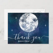Moon & Stars Navy Blue Wedding Vielen Dank Postkarte (Vorne/Hinten)