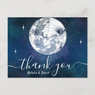 Moon & Stars Navy Blue Wedding Vielen Dank Postkarte