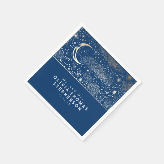 Moon Stars Night Sky Mysantic Romantic Serviette (Ecke)