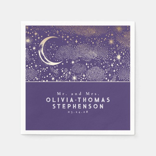 Moon Stars Night Sky Mysantic Romantic Serviette (Vorderseite)