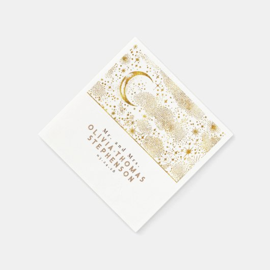 Moon Stars Night Sky Mysantic Romantic Serviette (Ecke)