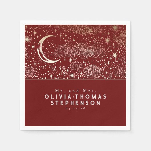 Moon Stars Night Sky Mysantic Romantic Serviette (Vorderseite)